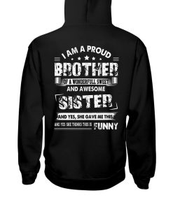 Alternative view of I'm a proud brother and awesome sister Shirt - Black Color