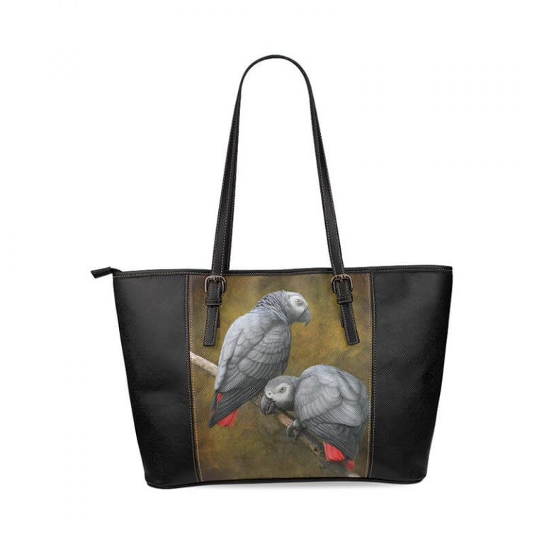 Leather Tote Bag Parrot #4a