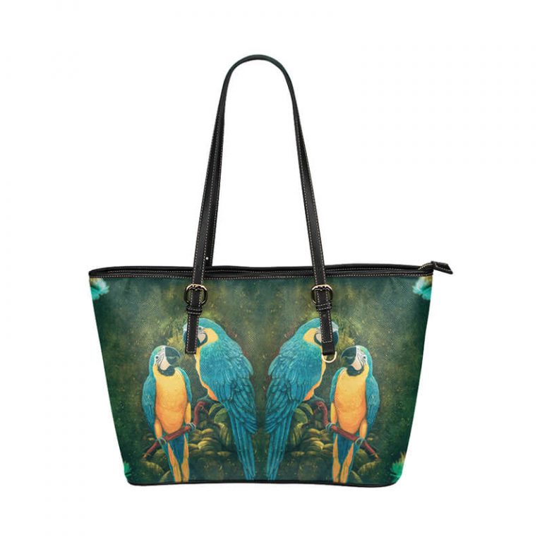 Leather Tote Bag Parrot M1651 #6a