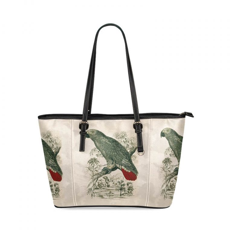 Leather Tote Bag Parrot #3b