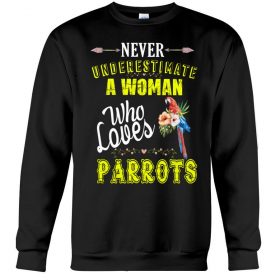 Never underestimate a woman who loves parrots black