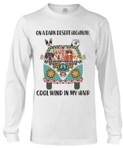 Alternative view of On a dark desert highway cool wind in my hair Dog Hippie Husky Tshirt