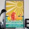 And She Lived Happily Ever After Swimming Drinking Redhead Girl Vintage Poster