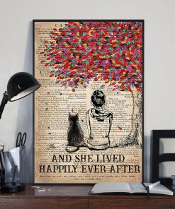 And She Lives Happily Ever After Girl And Black Cat Poster