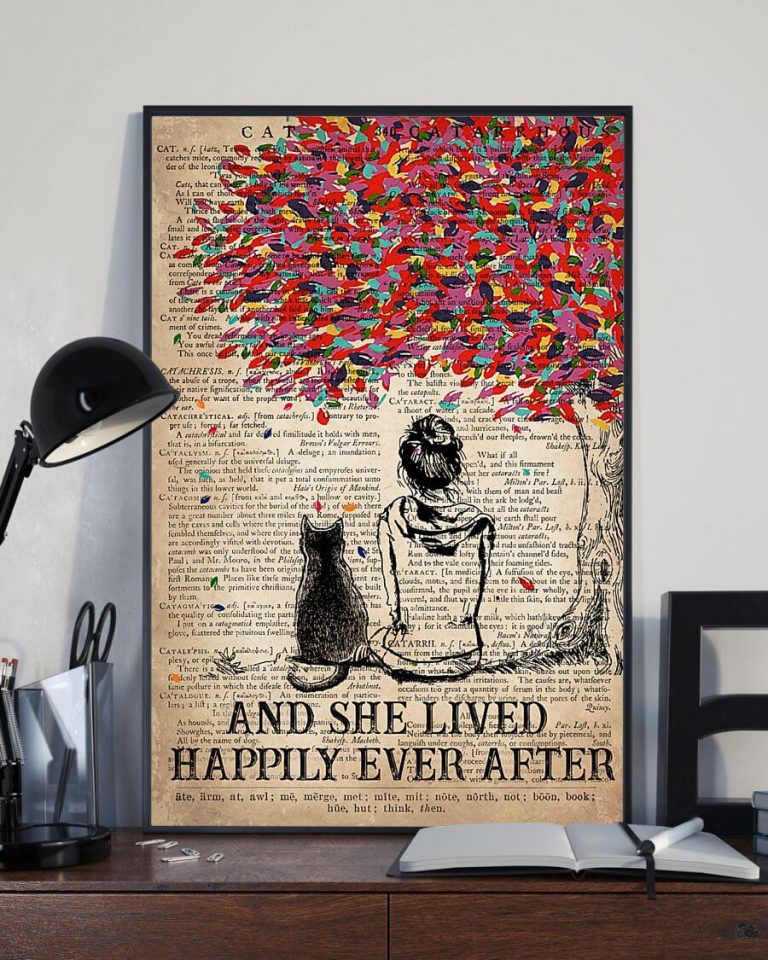 And She Lives Happily Ever After Girl And Black Cat Poster