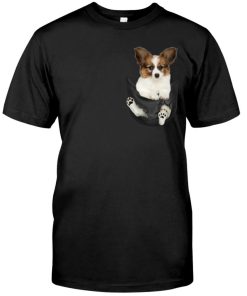 Papillon Dog Puppy In Pocket Shirt