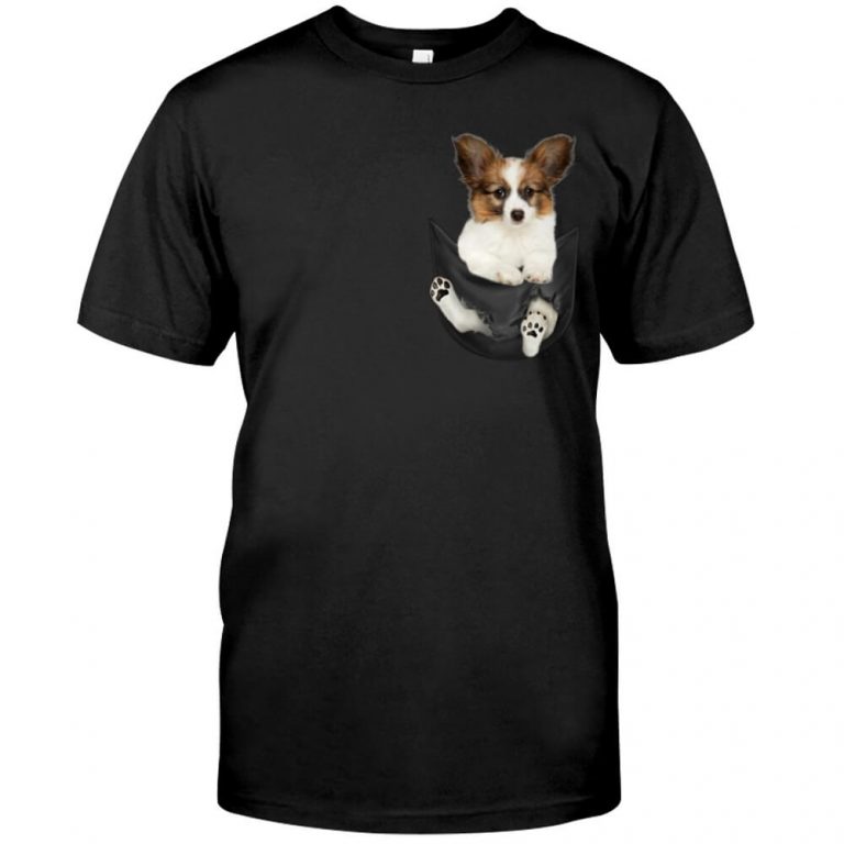 Papillon Dog Puppy In Pocket Shirt
