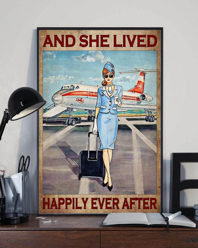 And She Lived Happily Ever After Redhead Flight Attendant Poster(