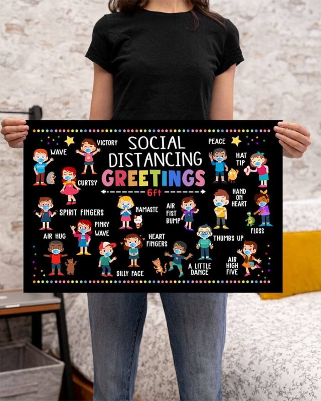 Social Distancing Greeting 6ft Pupils Teacher School Classroom Horizontal Poster
