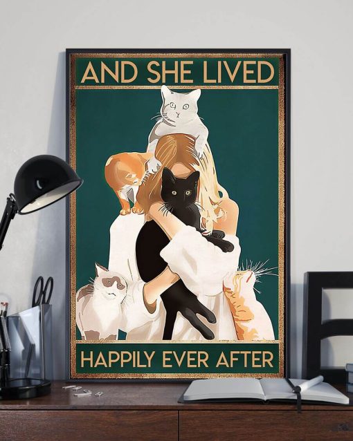 And She Lives Happily Ever After Veterinarian and Black Cat Meow Poster