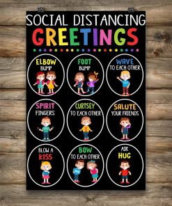 Social Distancing Greeting Pupils Teacher School Poster
