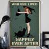 And She Lived Happily Ever After Black Cat Witch Halloween Vintage Poster 3 And She Lived Happily Ever After Black Cat Witch Halloween Vintage Poster