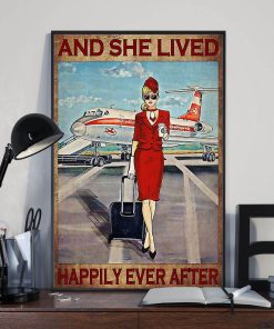 And She Lived Happily Ever After Blonde Flight Attendant Red Uniform Poster