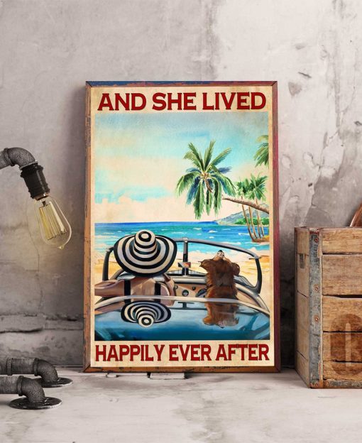 And She Lived Happily Ever After Girl and Dog at Beach in Summer Poster