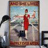 And She Lived Happily Ever After Redhead Flight Attendant Red Uniform Poster