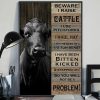 Beware I Raise Cattle I Use Pitchforlks I Haul Hay So You Will Not Be A Problem Cow Farmer Poster 3 Beware I Raise Cattle So You Will Not Be A Problem Cow Poster