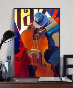 Contrabass Man Contrabass Player Full Color Jazz Poster