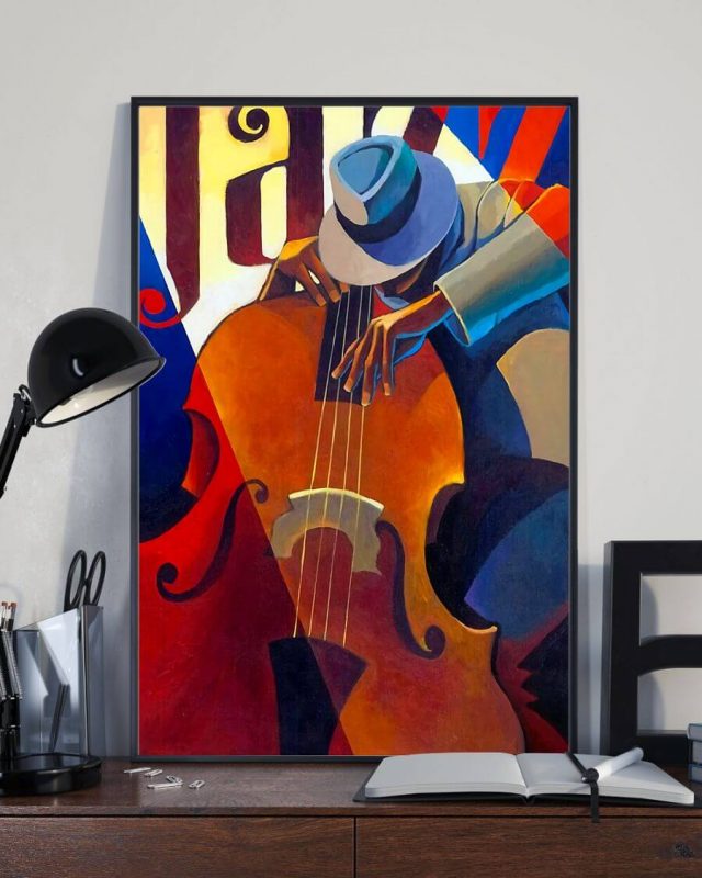 Contrabass Man Contrabass Player Full Color Jazz Poster