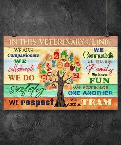 In This Veterinary Clinic We Are Compassionate We Collaborate We Respect We Are Team Veterinarian Poster