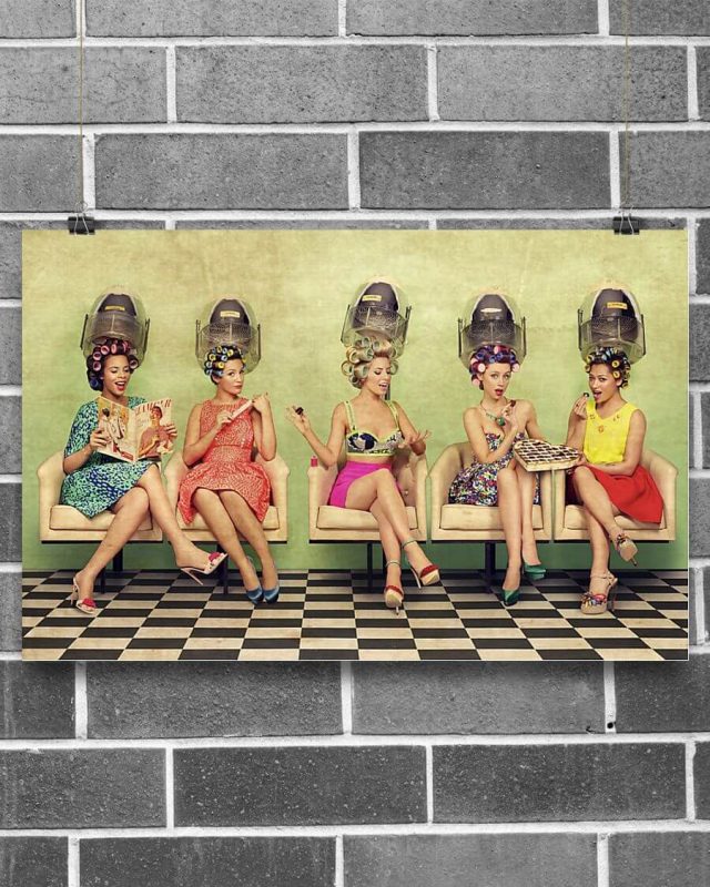 Vintage Lady Styling Hair Hairdresser Poster