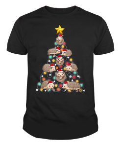 Santa Hedgehog Christmas Tree Light Unisex Men Women Shirt