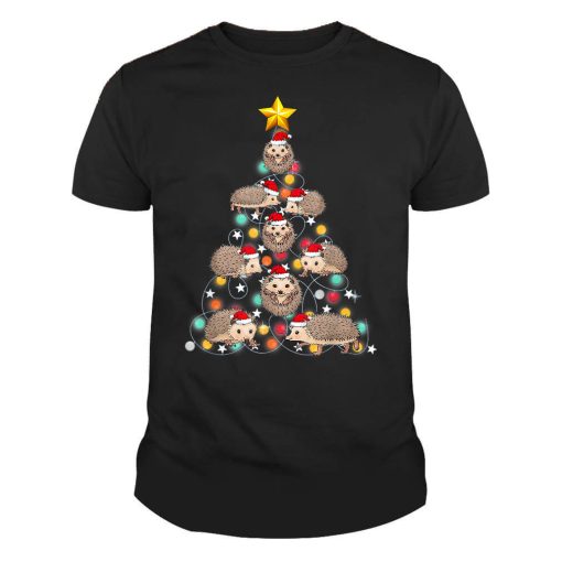 Santa Hedgehog Christmas Tree Light Unisex Men Women TShirt