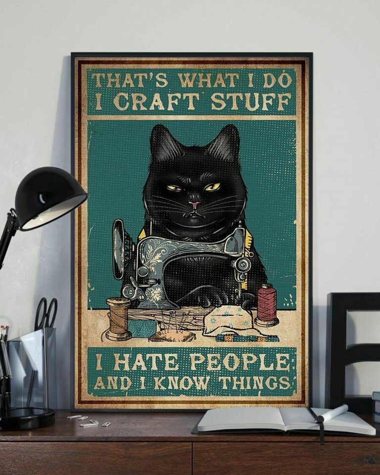 That's What I Do I Craft Stuff I Hate People And I Know Things Black Cat Poster