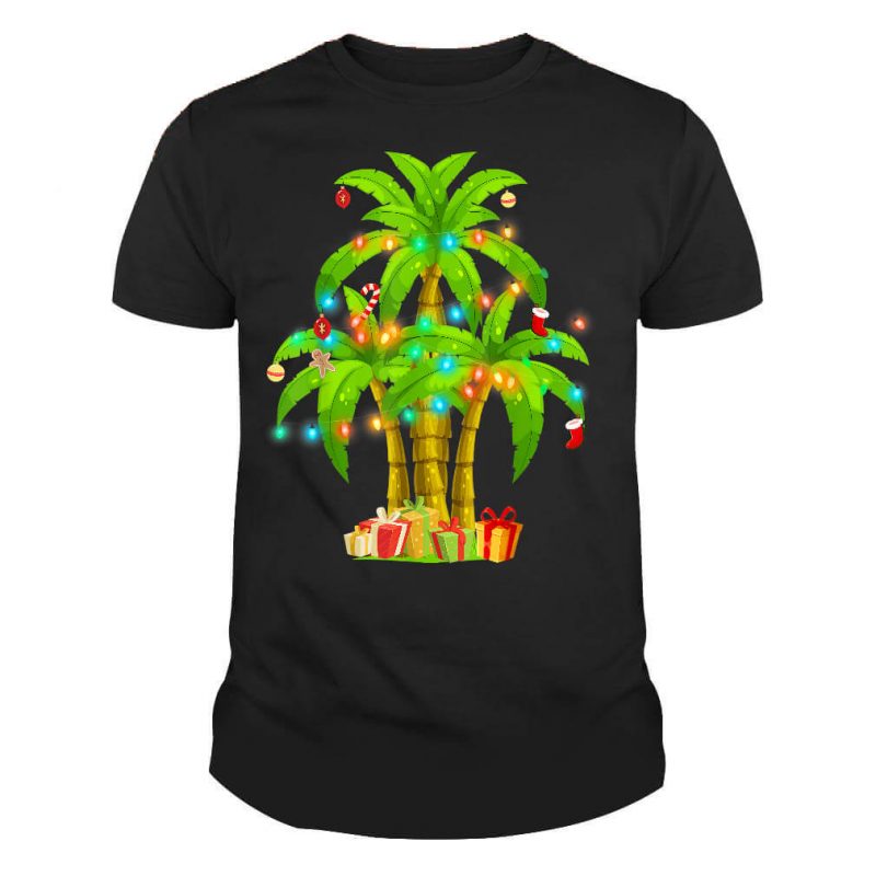 Christmas Palm Tree Tropical Xmas Coconut Lights Pajama Gift Unisex Shirt
