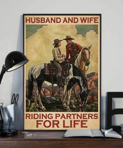 Husband And Wife Riding Partners For Life Cow Girl Cow Boy Horse Poster