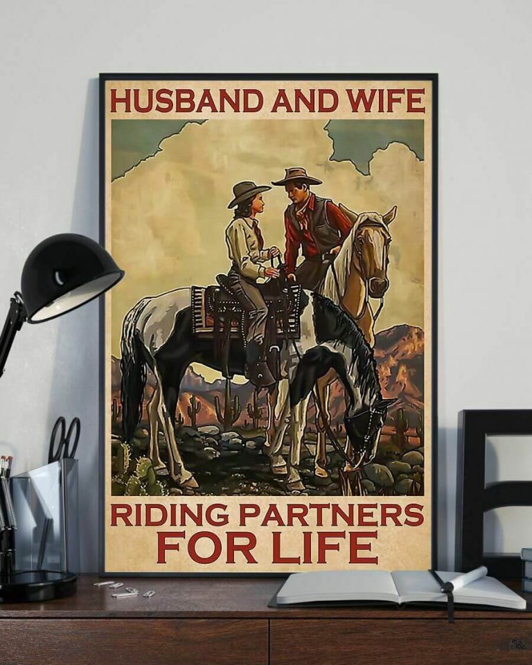 Husband And Wife Riding Partners For Life Cow Girl Cow Boy Horse Poster