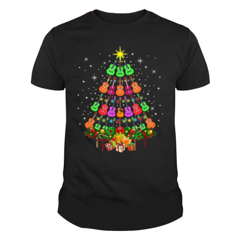 Ukulele Guitar Christmas Tree Merry Xmas Gift Lover Family Shirt
