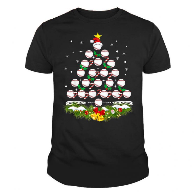Baseball Christmas Tree Santa Hat Xmas Gift Unisex TShirt