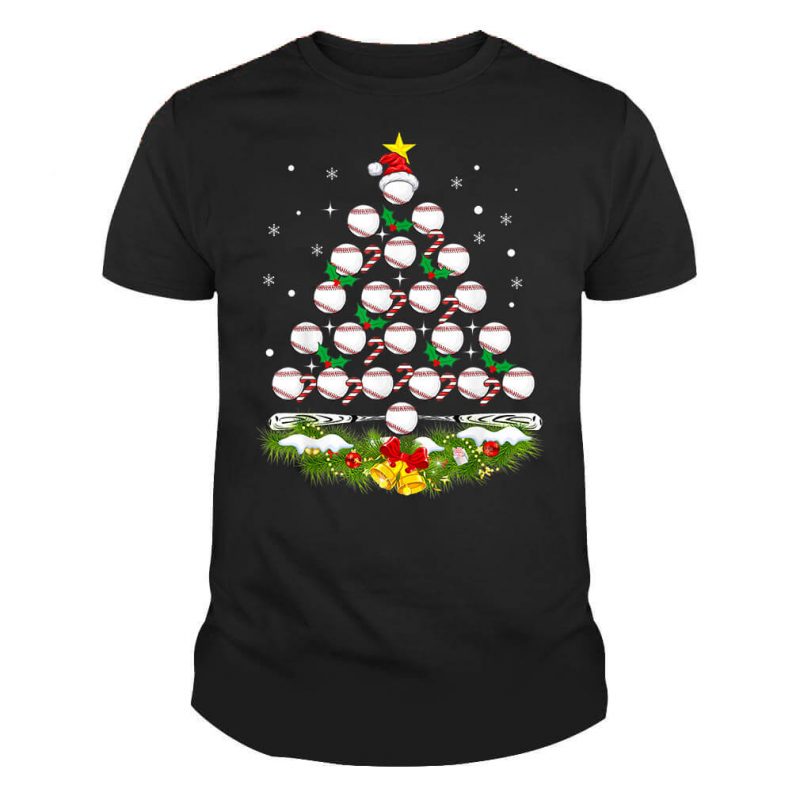 Baseball Christmas Tree Santa Hat Xmas Gift Unisex Tshirt