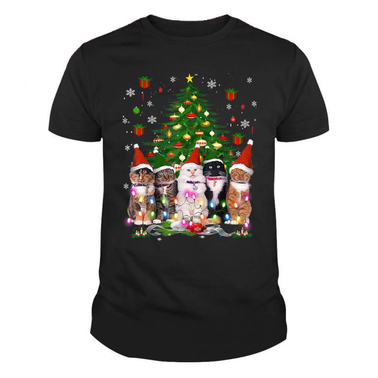 Cat Christmas Funny Shirt Meowy Christmas Tree Cat TShirt