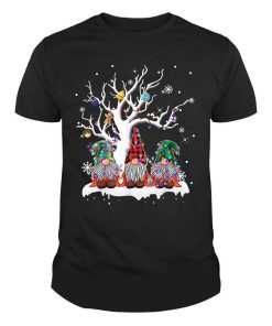 Cute Gnome Buffalo Plaid Christmas Tree Light Ugly Santa Hat Shirt