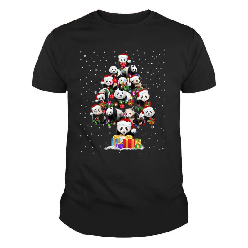Cute Pandas Santa Hat Christmas Tree Ornament Decor Gift Shirt