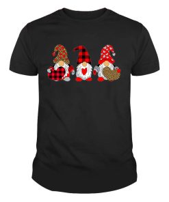 Three Gnomes Holding Heart Leopard Happy Valentine's Day Cute Funny Shirt