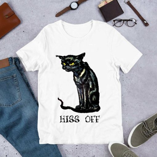 Black Cat Hiss Off Funny Meow Cat Tshirt