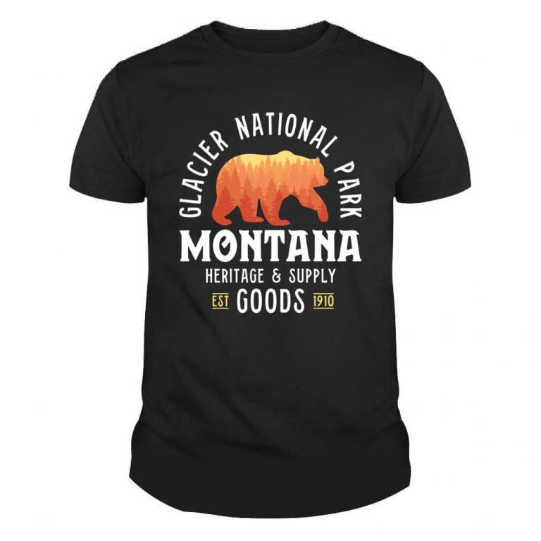 Glacier National Park Bear Montana Forest Camping Hiking Tshirt