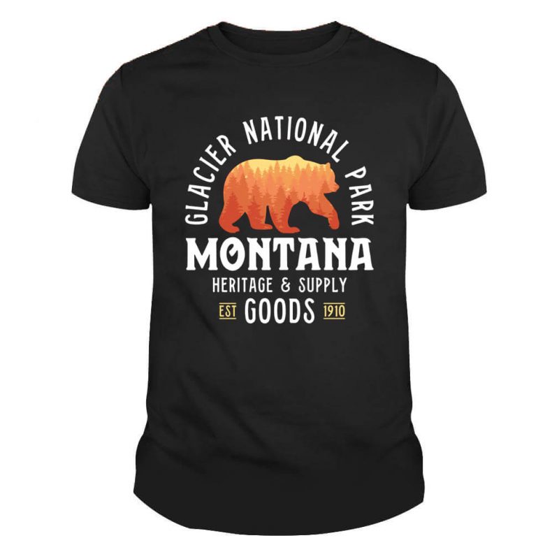 Glacier National Park Bear Montana Forest Camping Hiking Tshirt