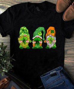 Cute Three Gnome Holding Shamrock Happy St Patrick's Day Tshirt