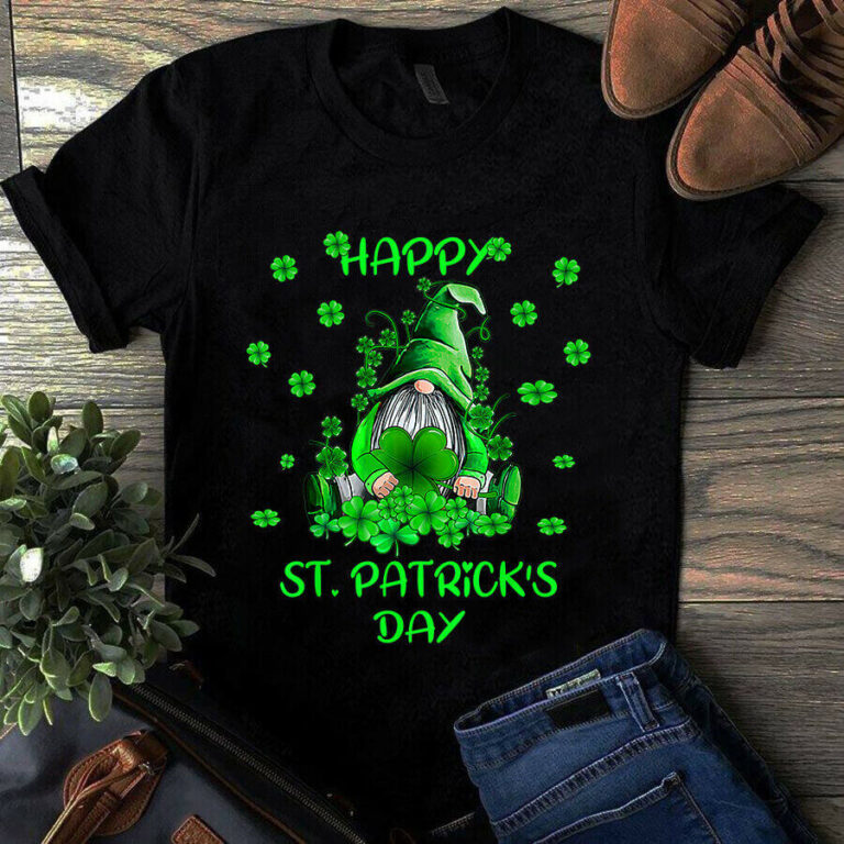 Happy St Patrick's Day Lucky Irish Shamrock Gnome Gift Tshirt