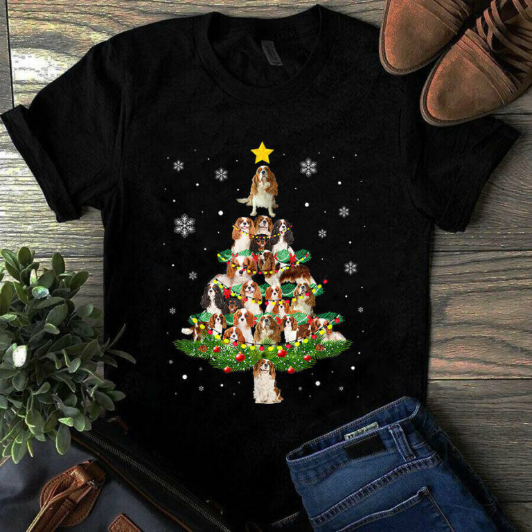Cavalier King Charles Spaniel Christmas Tree Dog Xmas Light Gift TShirt