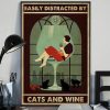 Easily Distracted By Cats and Wine Black Cat and Girl Poster 2 Easily Distracted By Cats and Wine Black Cat and Girl Poster
