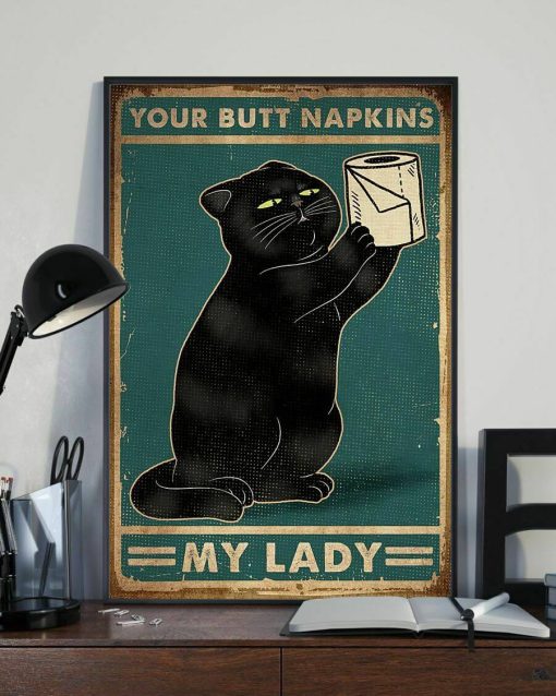 Your Butt Napkins My Lady Funny Black Cat Toilet Paper Poster