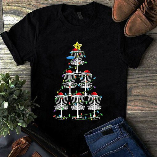XMas Disc Golf Player Basket Christmas Tree Cute Frolf Gifts Tshirt