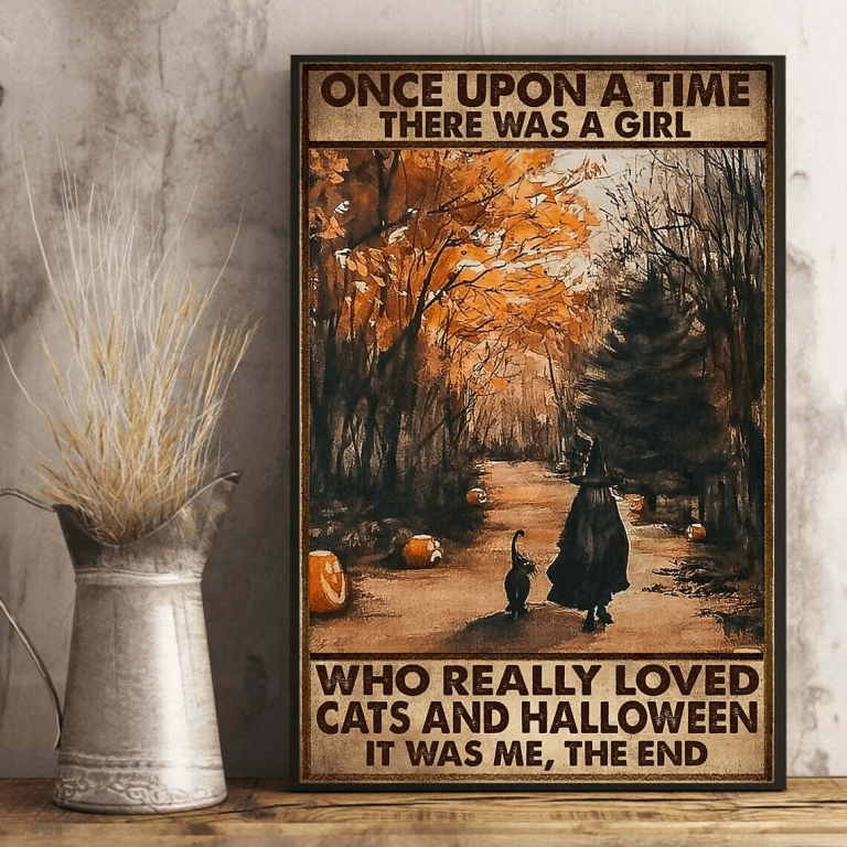 Once Upon A Time There Was A Girl Who Really Loved Cat And Halloween Poster