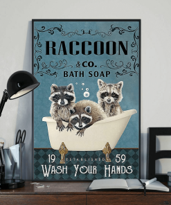 Raccoon and Co Bath Soap Wash Your Paws Poster