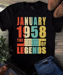 January 1958 The Birth Of Legends Vintage Unisex Tshirt