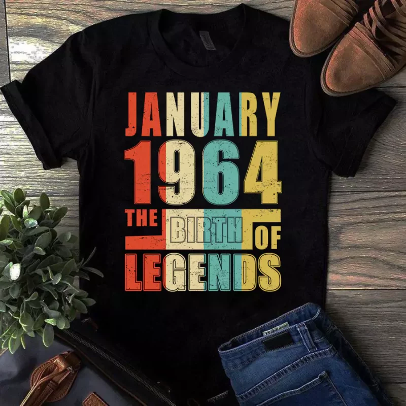 January 1964 The Birth Of Legends Vintage Unisex Tshirt